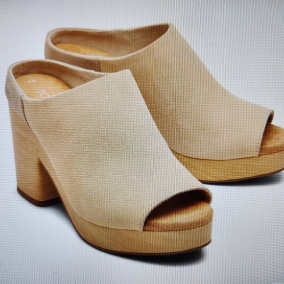TOMS "Florence" Honey Beige" Suede Block heeled mules. NIB. Size: various - Picture 2 of 15
